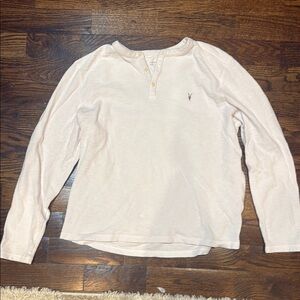 All Saints Cream Long Sleeve Shirt with Button Accents